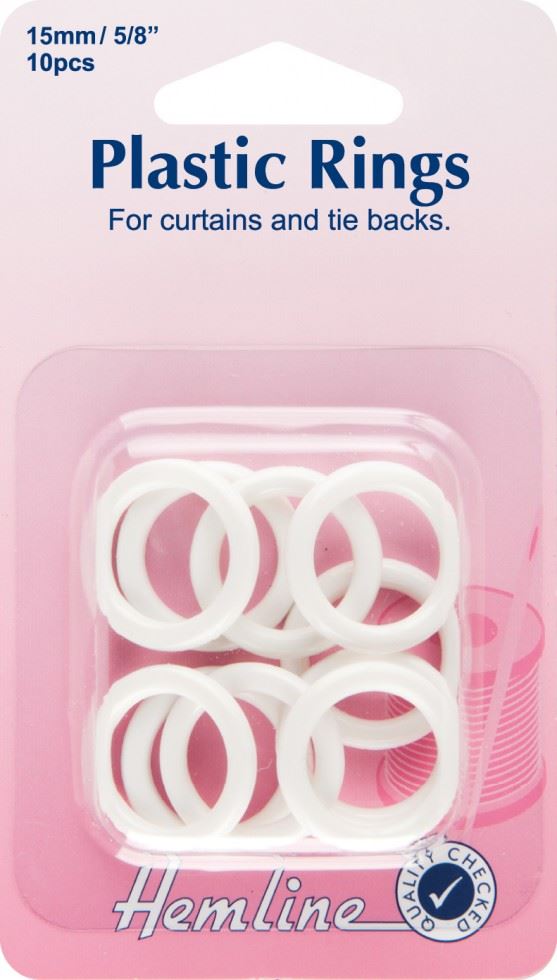 Hemline White Plastic Curtain Rings