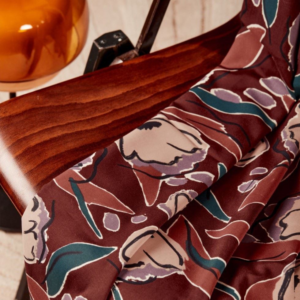 Atelier Brunette Peony Ecovero Viscose Challis Fabric Rust
 