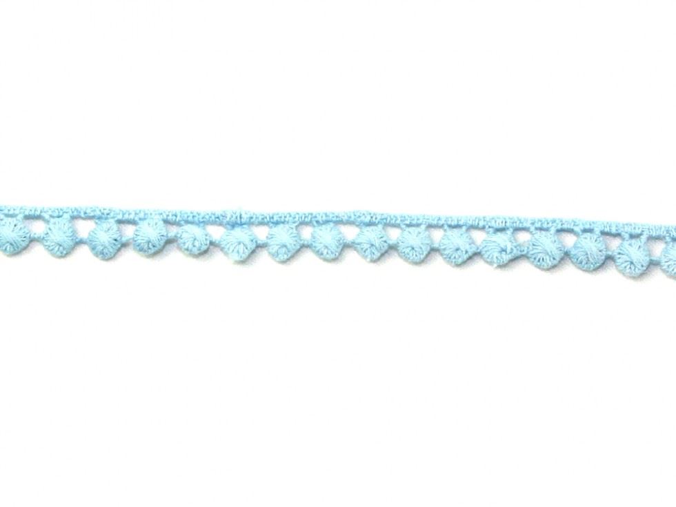 Embroidered Pom Poms Lace Trim Sky Blue
 