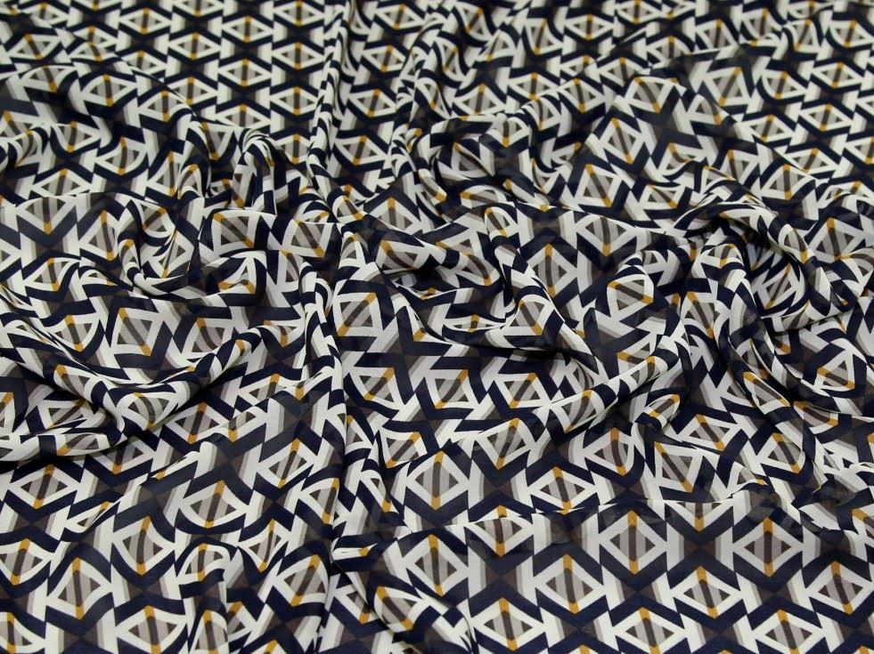 Navy & Gold Deadstock Sheer Chiffon Fabric