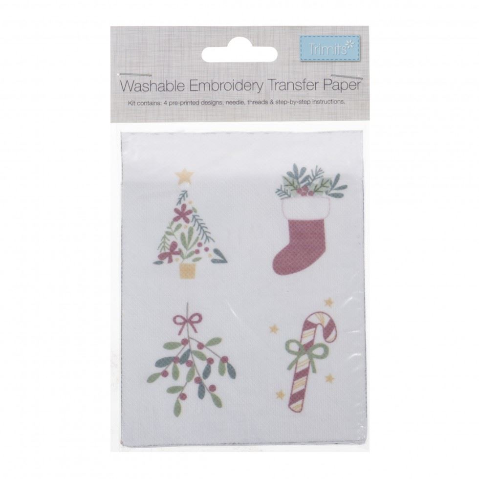 Minerva Washable Embroidery Transfer Christmas Kit Paper Trimits Tck074