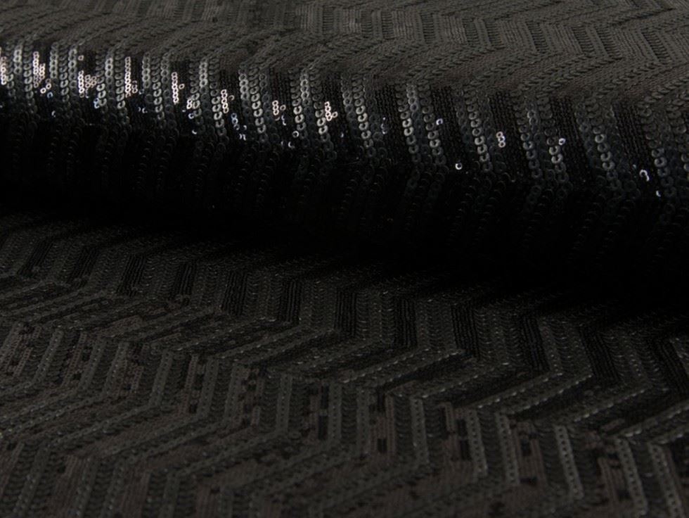 Black Deadstock Sequin Stretch Knit Fabric