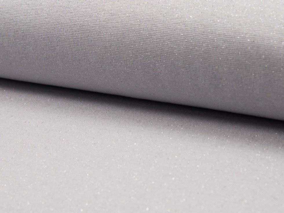 Light Grey Deadstock Lurex Tubular Rib Stretch Knit Fabric