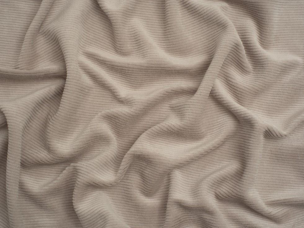 Minerva Core Range 8 Wale Velour Rib Stretch Knit Cord Fabric Fawn