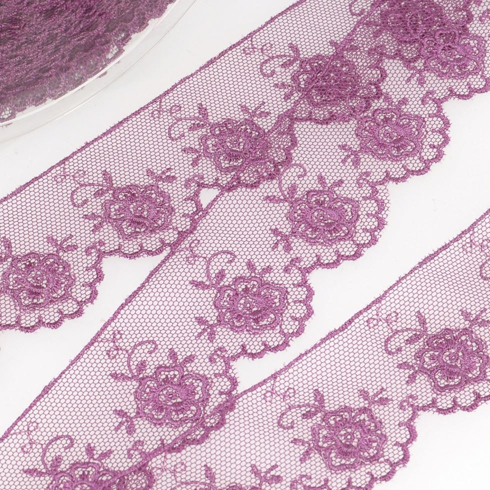 Stephanoise Valenciennes Lace Trim Strong Purple