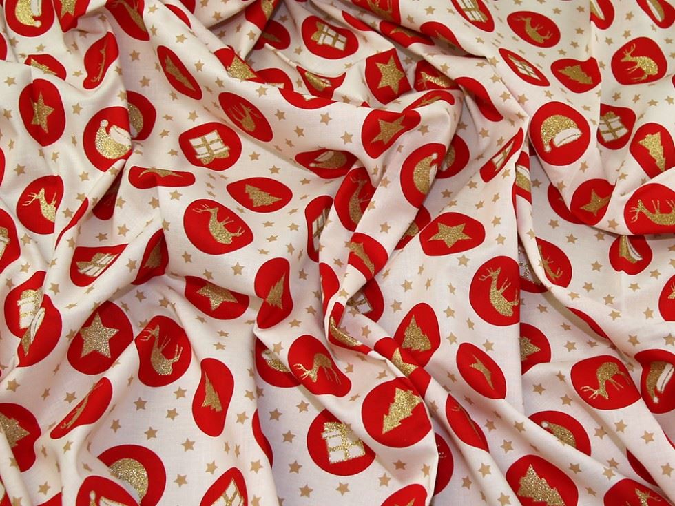 Cream Deadstock Glitter 100% Cotton Fabric