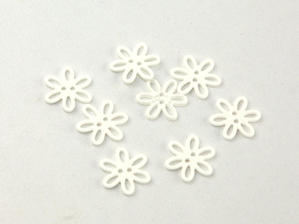 Dill White Plastic Flower Buttons (Value Pack)