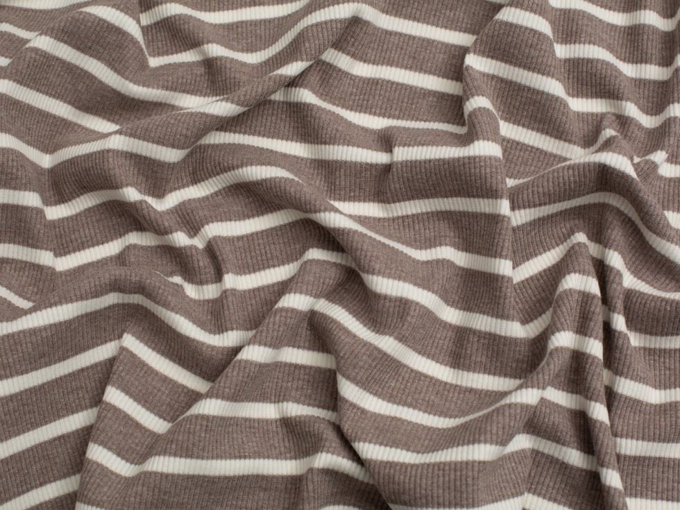 Yarn Dyed Heavy Cotton Rib Stretch Knit Fabric Biscuit