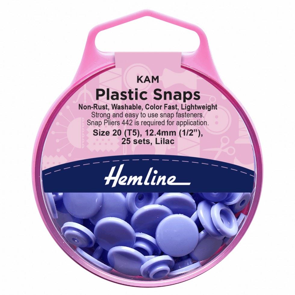 Hemline Lilac Kam Plastic Snaps