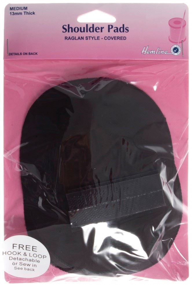 Hemline Black Raglan Shaped Shoulder Pads