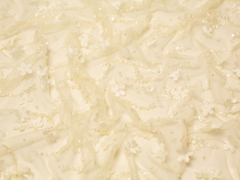 Minerva Core Range Porcelain & Ivory Larisa Beaded Lace Fabric