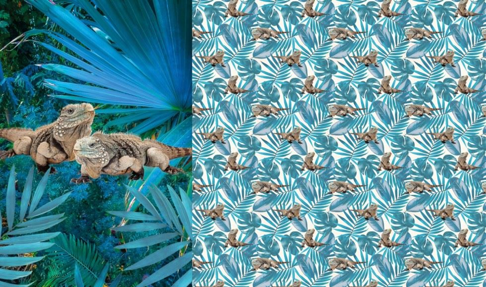 Blue Deadstock Cotton Jersey Stretch Knit Fabric Panel