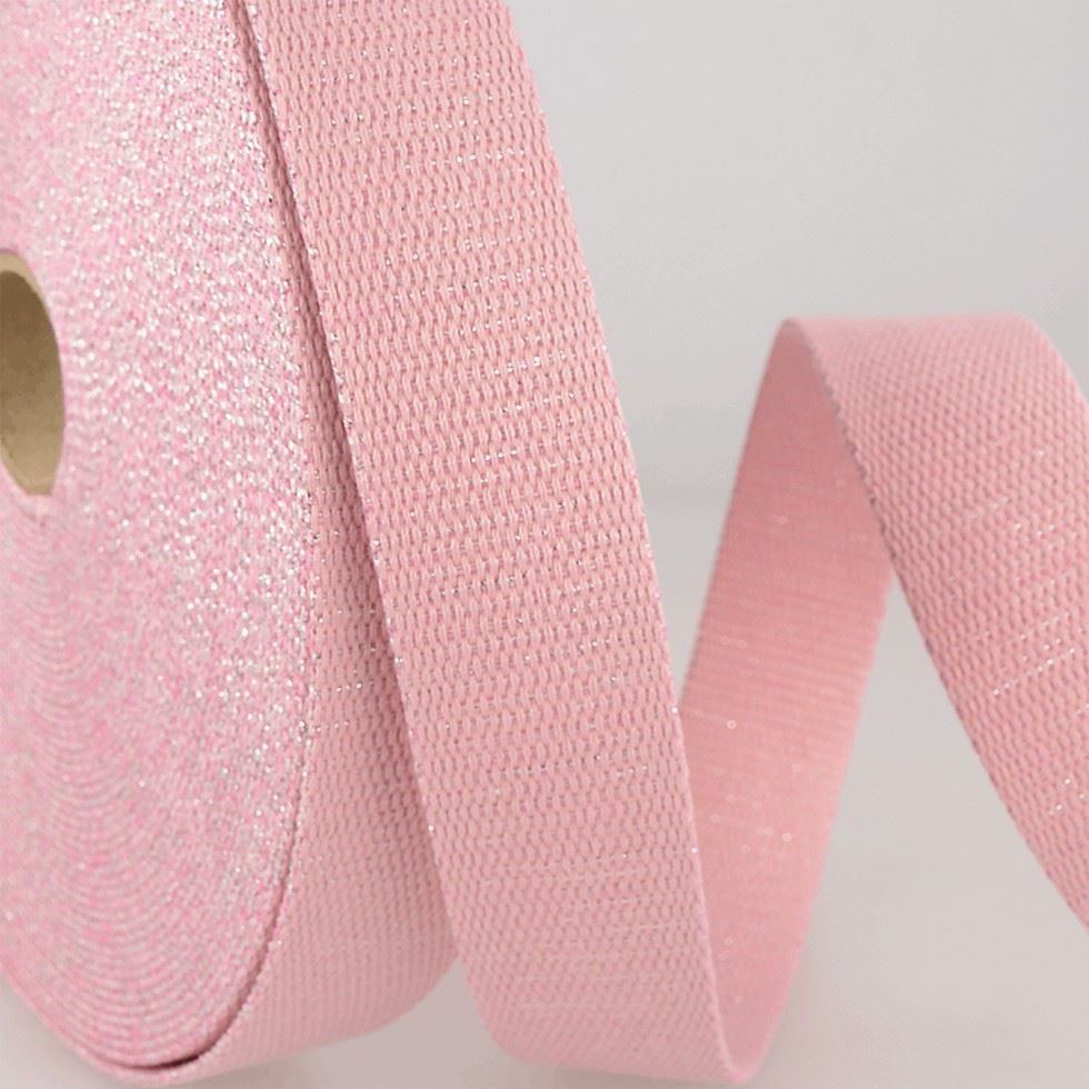 Stephanoise Metallic Sparkle Webbing Tape Pink