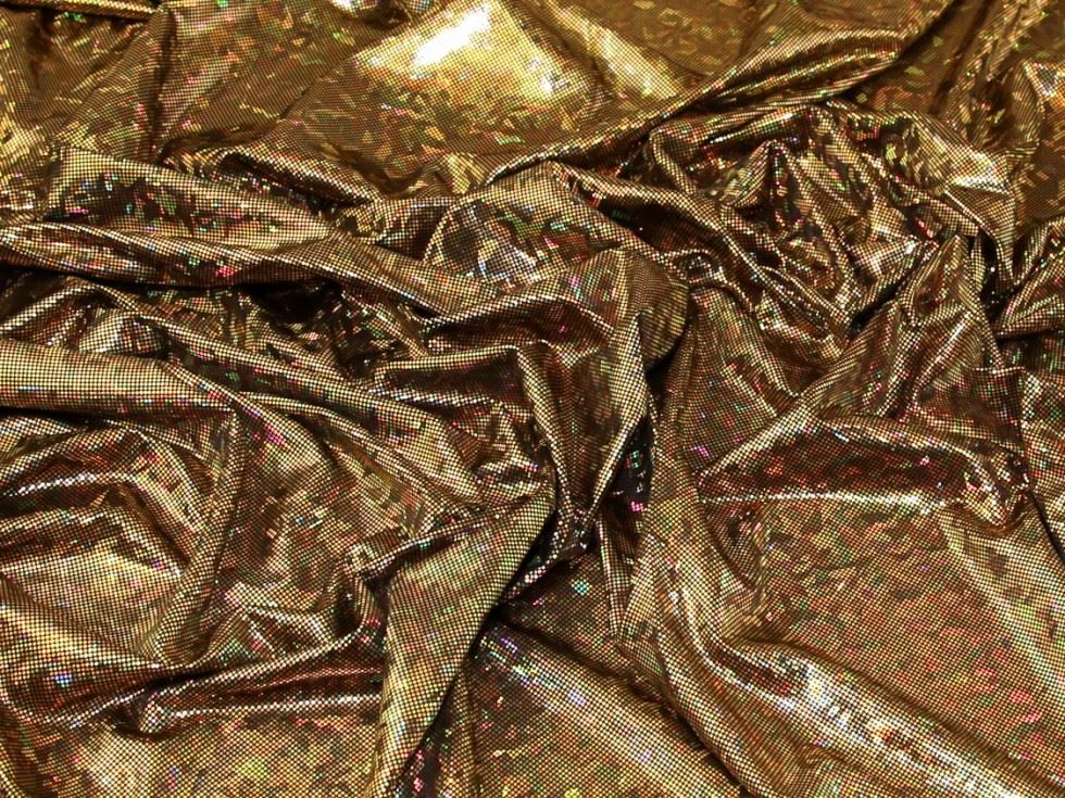 Gold Deadstock Hologram Ity Silky Stretch Knit Fabric
