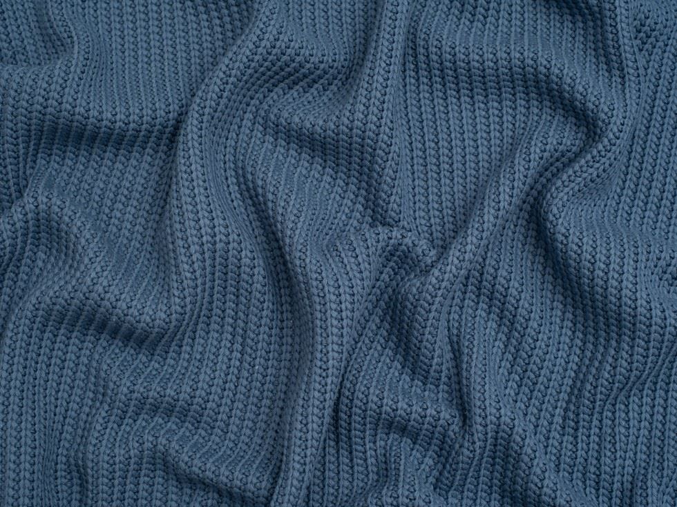 Minerva Core Range Chunky Cotton Sweater Knit Stretch Fabric Indigo Blue
 