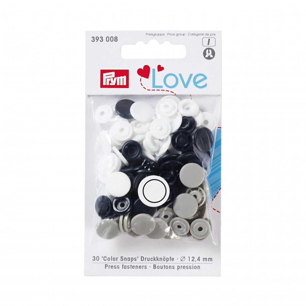 Prym Love Round Snaps Press Fasteners Navy White Grey
 