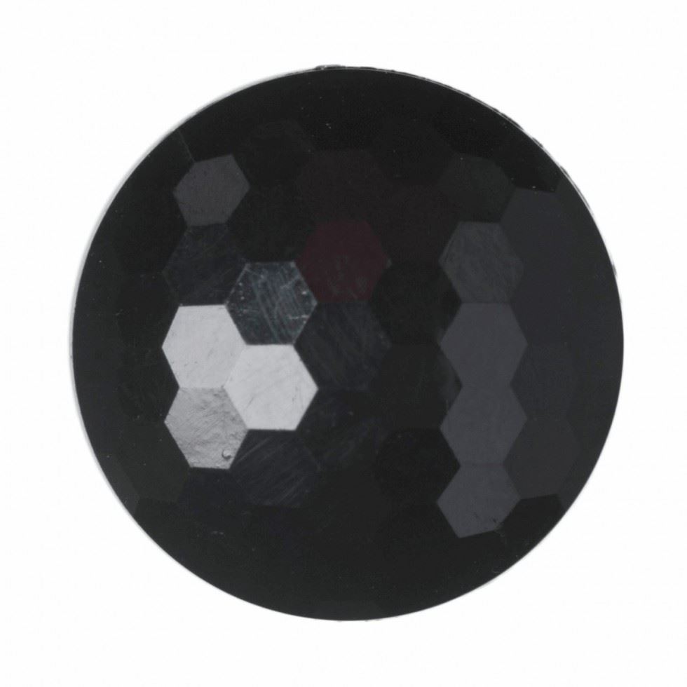 Hemline Black Round Faceted Buttons
