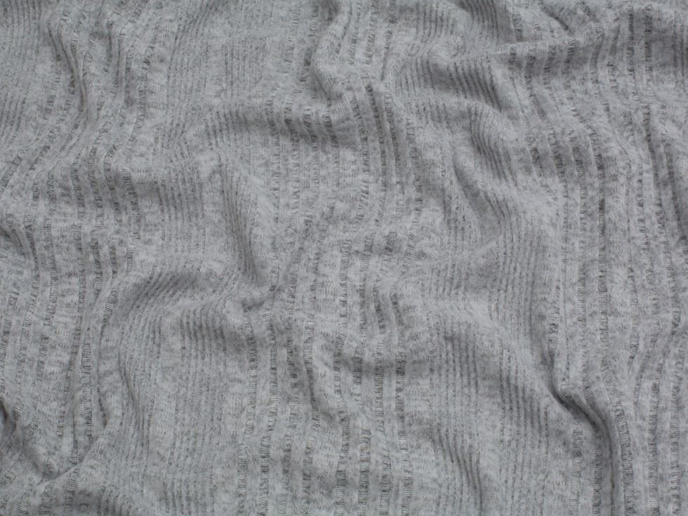 Minerva Core Range Brushed Texture Rib Stretch Knit Fabric Silver Grey
 