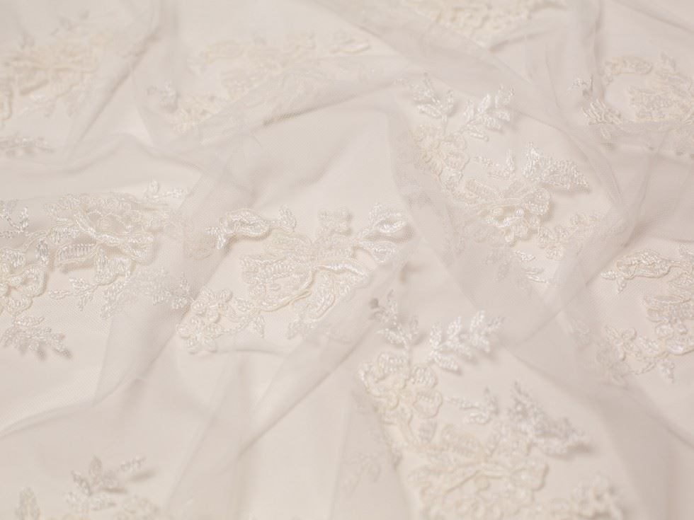 Minerva Core Range Naomi Embroidered Lace Fabric Ivory
 