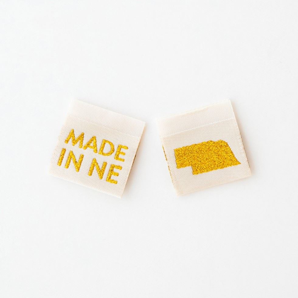 Sarah Hearts Made In My State Gold Woven Labels Nebraska
 