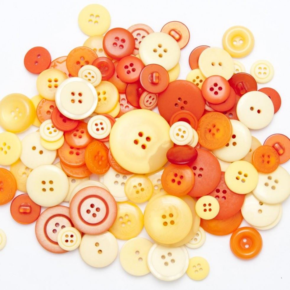 1 Kilo Assorted Buttons Bulk Value Pack Yellow & Orange