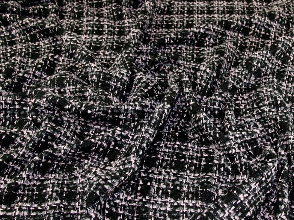 Black & Pink Deadstock Tweed Coating Fabric