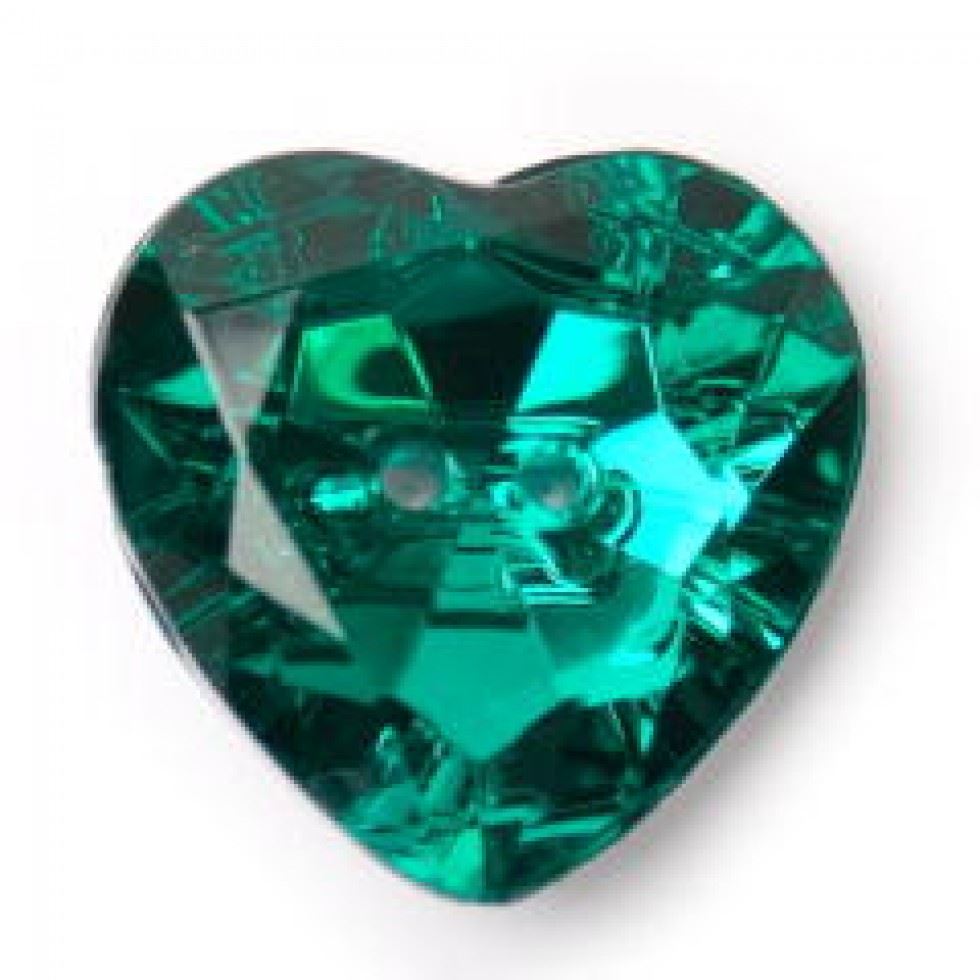 Crendon Green Crystal Heart Buttons (Value Pack)