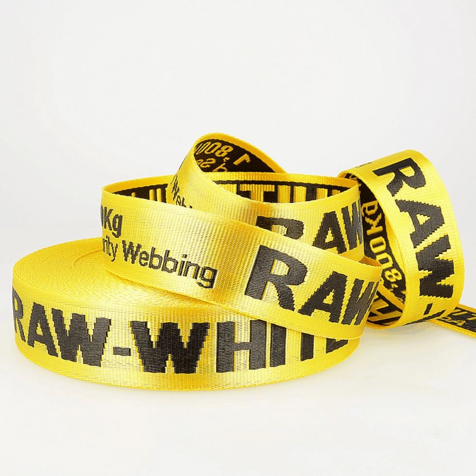 Stephanoise Jacquard Security Strap Webbing Tape Black on Yellow
 