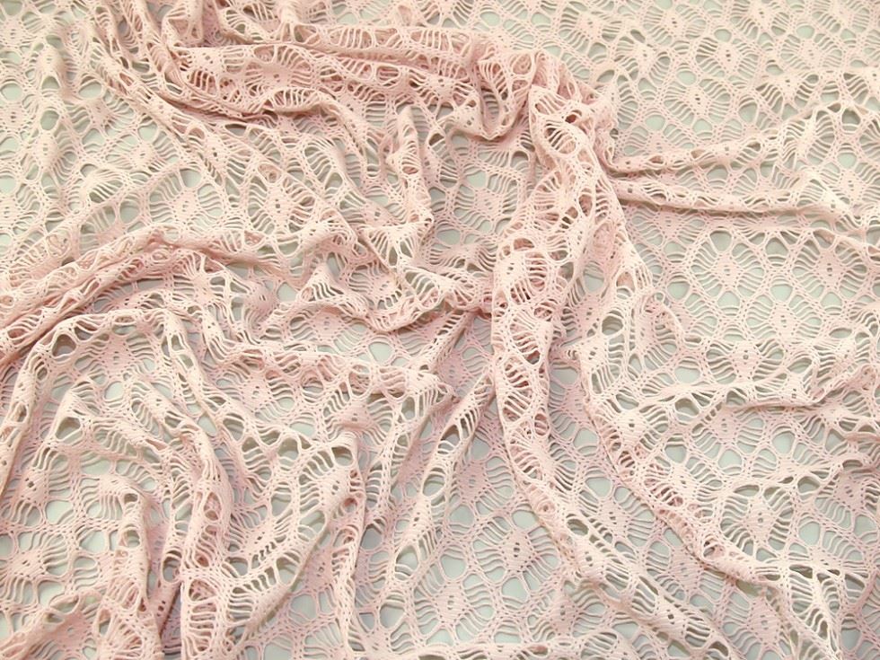 Shell Pink Deadstock Stretch Lace Fabric