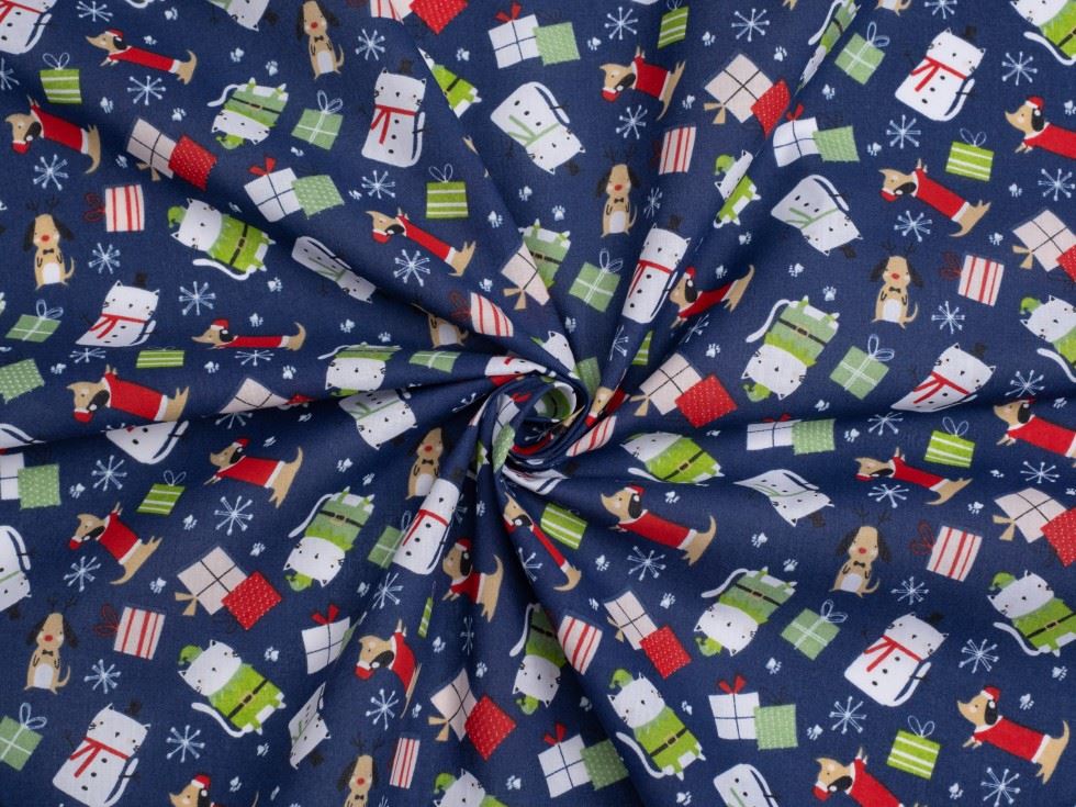 Blue Printed Polycotton Fabric