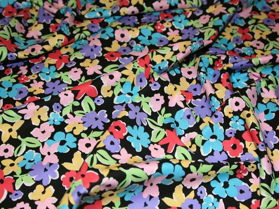 Cotton Lawn Fabric Black/Multi