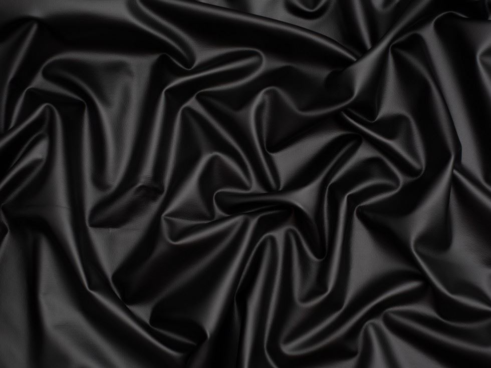 Minerva Core Range Faux Leather Activewear Stretch Knit Fabric Black