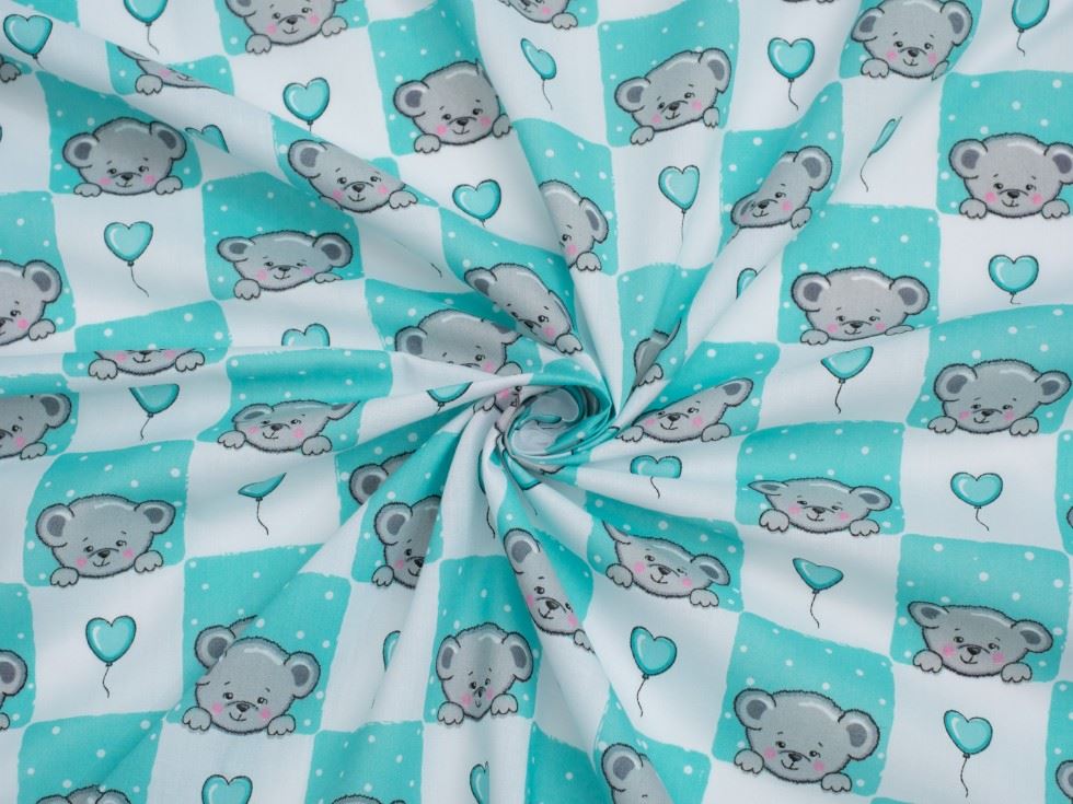 Turquoise Printed Polycotton Fabric