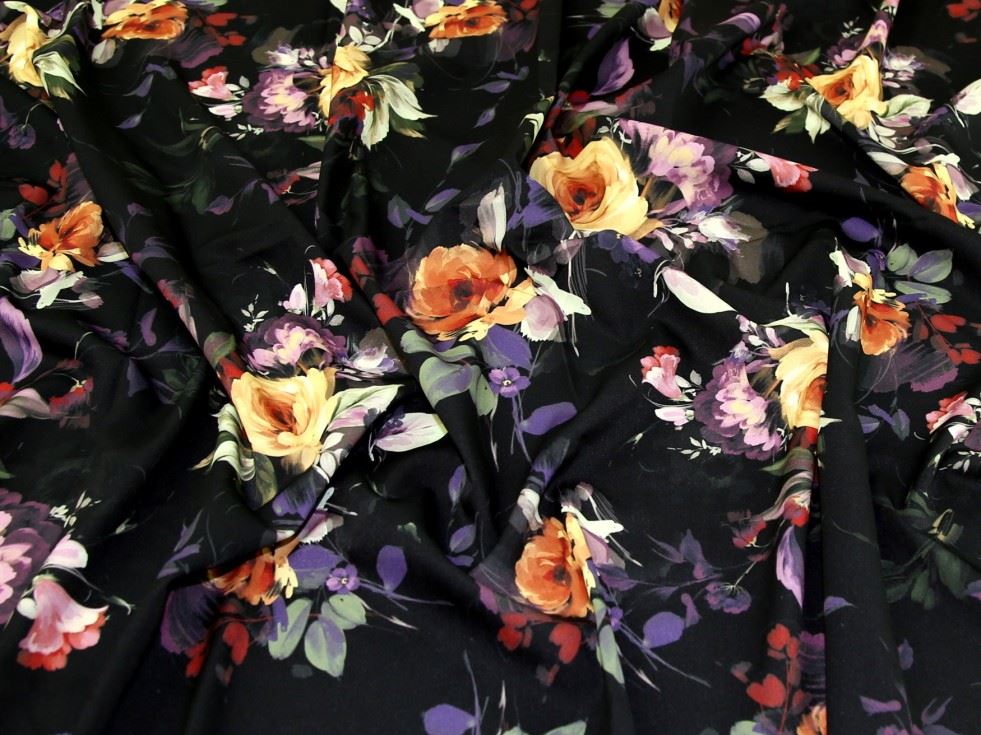 John Kaldor Black Hermione Crepe Fabric