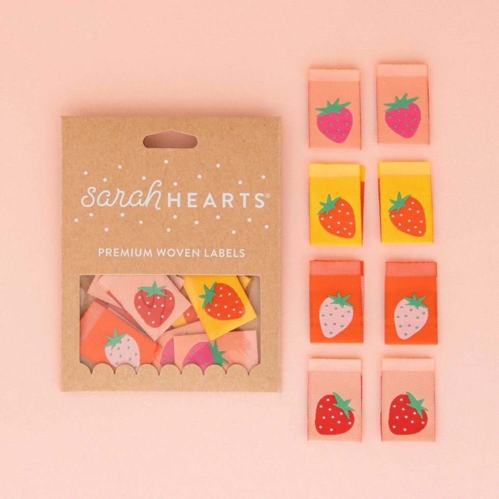 Sarah Hearts Strawberry Multipack Woven Labels
 