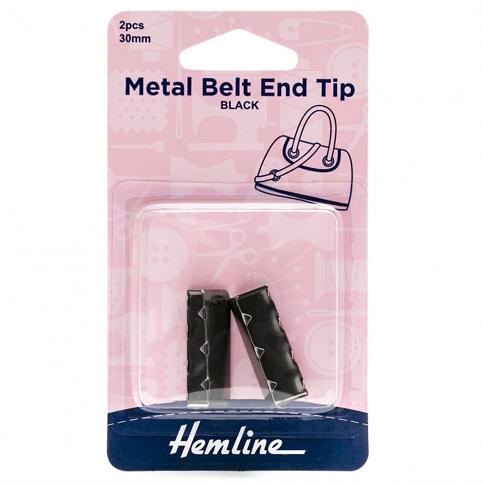Hemline Nickel Black Metal Belt End Tips