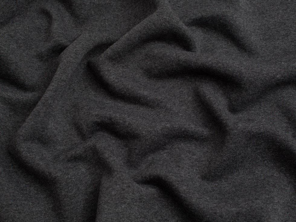 Minerva Core Range Charcoal Melange Polycotton Fleece Back Sweatshirt Stretch Knit Fabric
