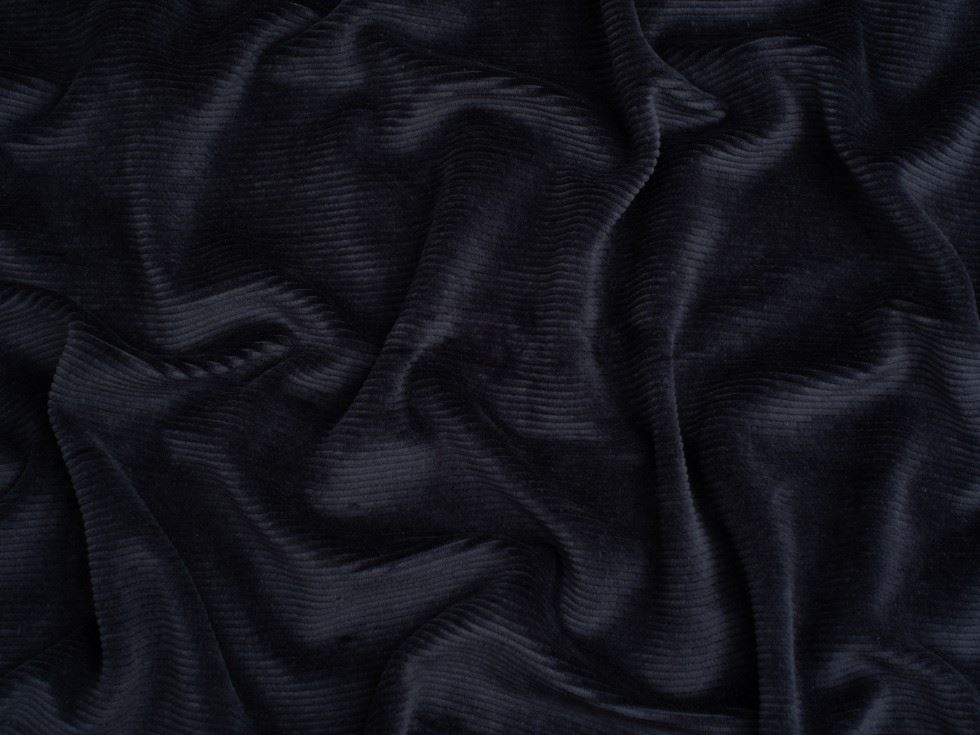 Minerva Core Range 8 Wale Velour Rib Stretch Knit Cord Fabric Navy Blue