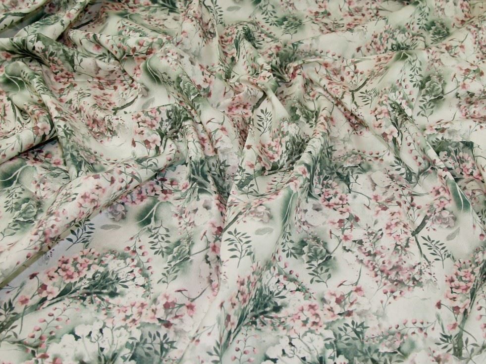 John Louden Pink & Green Cotton Canvas Fabric