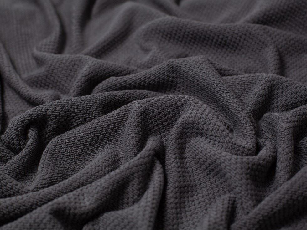 Textured Cotton Towelling Fabric Dark Grey