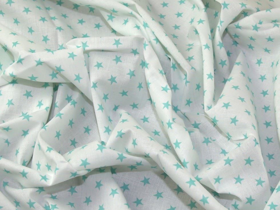 John Louden Mint Green On White 100% Cotton Fabric