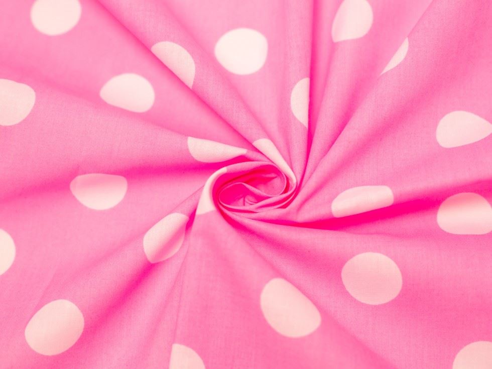 Minerva Core Range Printed Polycotton Fabric Light Pink & White
 