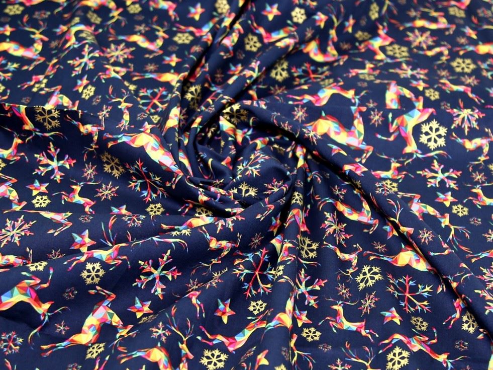 Deadstock Metallic 100% Cotton Fabric Navy
 