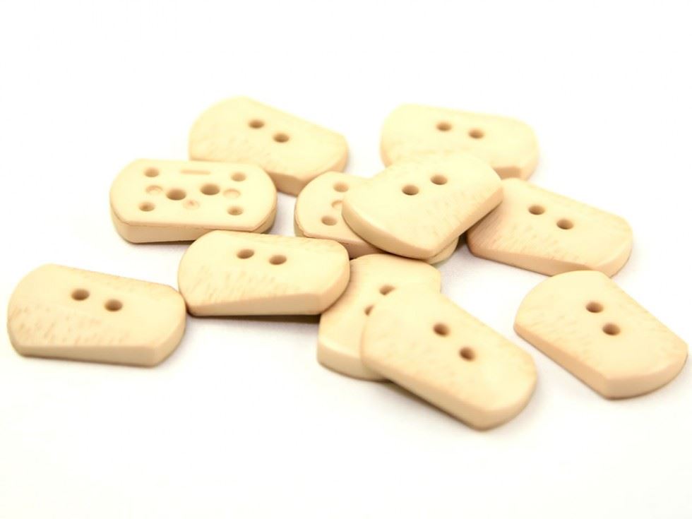 Dill Rectangular Carved Buttons (Value Pack) Beige
 