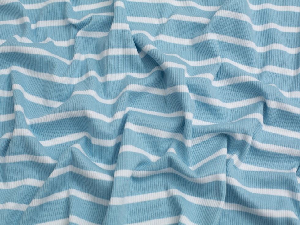 Yarn Dyed Heavy Cotton Rib Stretch Knit Fabric Bright Aqua