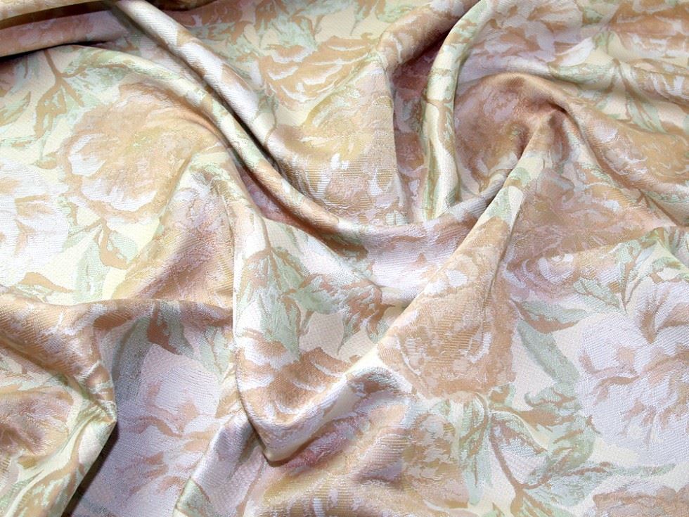 Beige & Mint Deadstock Woven Brocade Fabric