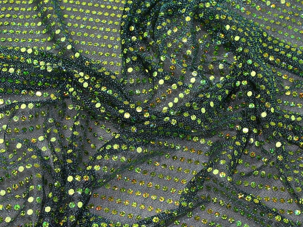 Gold Holo On Turquoise Deadstock Sequin Stretch Knit Fabric