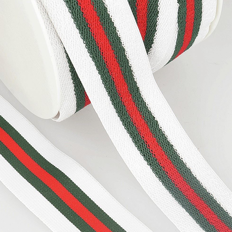 Stephanoise Reversible Towelling Stripe Elastic White Red Green