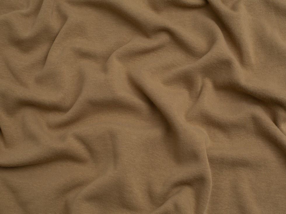 Minerva Core Range Beige Fur Back Sweatshirt Stretch Knit Fabric