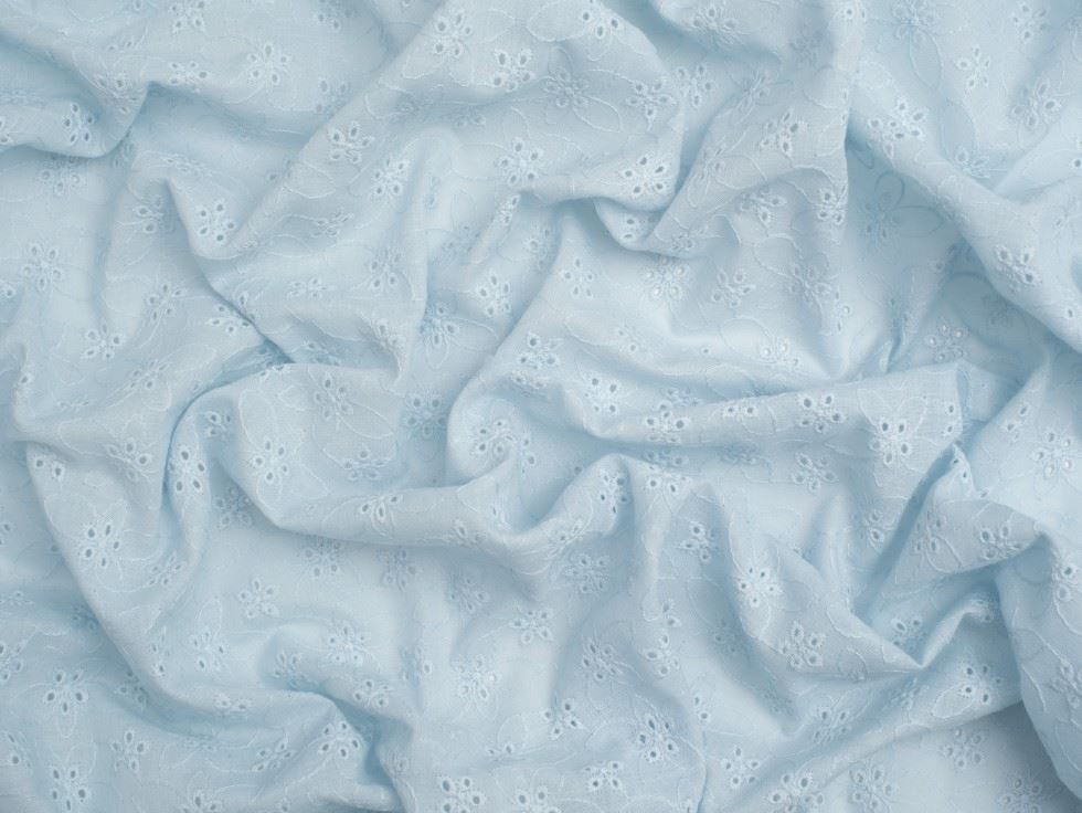 Broderie Anglaise Cotton Fabric Blue
 
